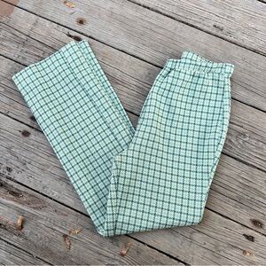 Vintage 1970’s green plaid high waisted straight leg trousers
